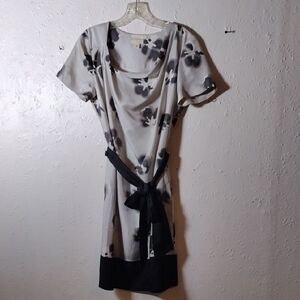 Pure DKNY,Size S,Elegant Black and White Floral Dress